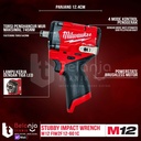 Mesin Stubby Impact Wrench Baterai Milwaukee M12 FIWF12-0C 1/2 Inch GEN 3 Mesin Buka Baut Set 12V 6 AH