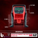 Milwaukee Brushless Compact Inflator M12 BI-0 12V Pompa Baterai 120PSI