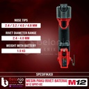 Milwaukee Mesin Paku Tembak Rivet Baterai M12 BPRT-0 Set 12 Volt 6 AH
