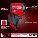 Mesin Stubby Impact Wrench Baterai Milwaukee M12 FIWF12-0C 1/2 Inch GEN 3 Mesin Buka Baut Set 12V 6 AH