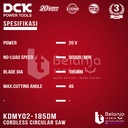 DCK Circular Saw Cordless KDMY02-185 DM 7" Sirkel Kayu Baterai KDMY 02