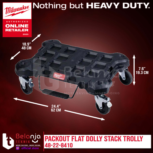 Milwaukee Packout Flat Dolly Stack Trolly Roda Tool Troli 48-22-8410