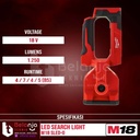 Milwaukee Led Search Light M18 SLED-0 Lampu Senter Kerja Set 18V 5 AH