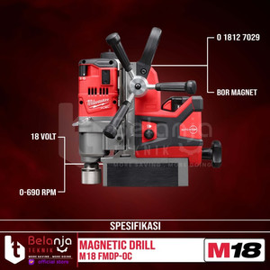 Milwaukee Magnetic Drill M18 FMDP-0C 38MM Mesin Bor Duduk Baterai SET 5 AH Charger Battery
