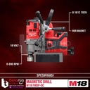 Milwaukee Magnetic Drill M18 FMDP-0C 38MM Mesin Bor Duduk Baterai SET 5 AH Charger Battery