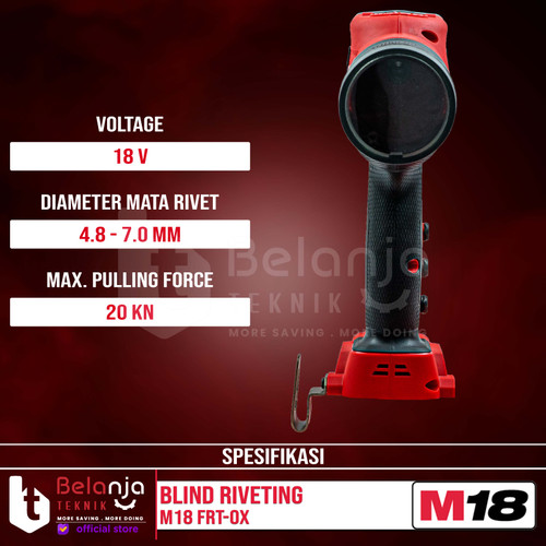 Milwaukee Blind Riveting M18 FRT-0X Rivet Gun Baterai 18V Unit Only
