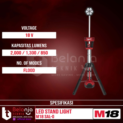 Milwaukee Led Stand Light M18 SAL-0 Lampu Senter Kerja Set 18V 5 AH
