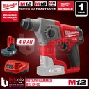 Milwaukee Rotary Hammer Cordless Sds M12 CH-0C Bor Tembok Set 12V 4AH