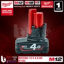 Milwaukee Battery M12 B4 Baterai 12 Volt 4 AH 12V M12B4 REDLithium Ion