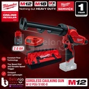 Milwaukee Tembakan Lem Baterai M12 PCG-310C Caulking Gun Set 12 V 2 AH