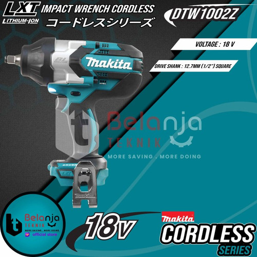 Makita Impact Wrench Cordless DTW1002Z Mesin Pumbuka Baut + Set 18V 5A