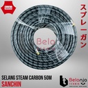 Sanchin Selang Mesin Steam 50 Meter Selang Carbon Hitam High Pressure Hose 50M 50 M