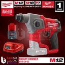 Milwaukee Rotary Hammer Cordless Sds M12 CH-0C Bor Tembok Set 12V 2AH
