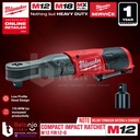 Milwaukee Compact Impact Ratchet M12 FIR12-0 Kunci Rachet 1/2 In 12 V