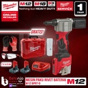 Milwaukee Mesin Paku Tembak Rivet Gun Baterai M12 BPRT-0 Set 12 V 4 AH