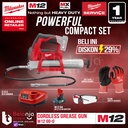 Milwaukee Grease Gun Cordless M12 GG-0 Pompa Gemuk Baterai Set 12V 4AH