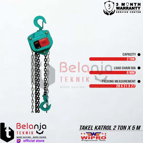 Wipro Takel Katrol 2 Ton x 5 Meter Lever Block Chain Hoist Heavy Duty