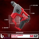 Milwaukee Rotary Hammer Cordless Sds M12 CH-0C Bor Tembok Set 12V 4AH