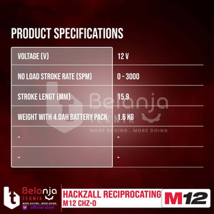 Milwaukee Compact Hackzall Reciprocating M12 CHZ-0 Gergaji Set 12V 4AH
