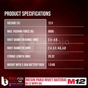 Milwaukee Mesin Paku Tembak Rivet Gun Baterai M12 BPRT-0 Set 12 V 4 AH