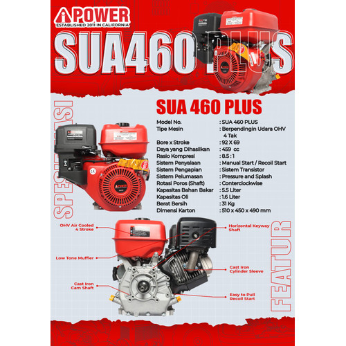 AIPower Engine Gasoline SUA-460 Plus 16 HP Mesin Penggerak Bensin