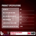 Milwaukee Mesin Hand Blower Cordless M18 BBL-0 Baterai SET 18V 5 Ah