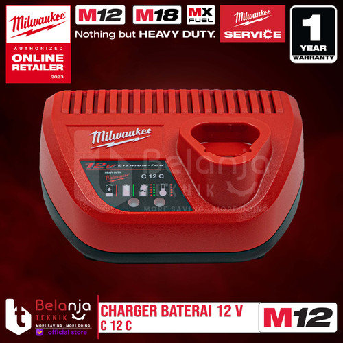 Milwaukee Charger Battery C12C Pengisi Daya Baterai M12 C 12 C 12V 12C