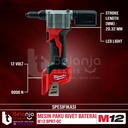 Milwaukee Mesin Paku Tembak Rivet Baterai M12 BPRT-0 12 Volt Unit Only