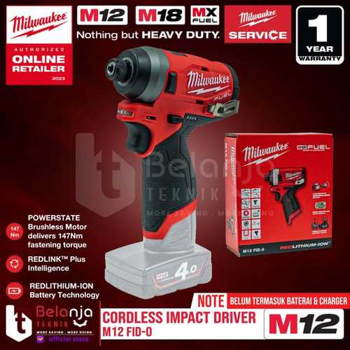Milwaukee Impact Driver Baterai M12 FID2-0 1/4 Inch Hex 12 V Unit Only