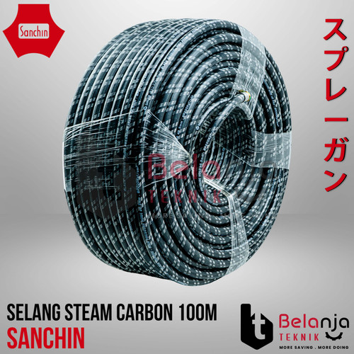 Sanchin Selang Mesin Sanchin Steam 100 Meter Selang Carbon Hitam 100M 100 M