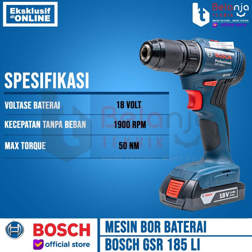 Bosch Mesin Bor Baterai Cordless Drill GSR 185 LI 18V + X-line 33 Pcs
