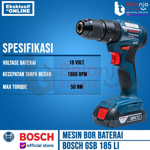 Bosch Bor Tembok Baterai Cordless GSB 185 LI 18V + Mata X-line 33 Pcs