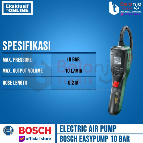 Bosch Electric Air Pump Easy Pump 10 Bar Pompa Angin Portable USB 3 Ah
