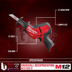 Milwaukee Compact Hackzall Reciprocating M12 CHZ-0 Gergaji Set 12V 2AH