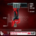 Milwaukee Mesin Paku Tembak Rivet Gun Baterai M12 BPRT-0 Set 12 V 4 AH