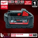 Milwaukee High Battery M18 HB8 Baterai 18V 8 Ah M18HB8 RED-Lithium Ion