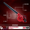Milwaukee Mesin Hand Blower Cordless M18 BBL-0 Baterai SET 18V 5 Ah