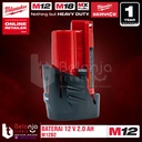 Milwaukee Battery M12 B2 Baterai 12 Volt 2 AH 12V M12B2 REDLithium Ion