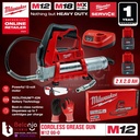 Milwaukee Grease Gun Cordless M12 GG-0 Pompa Gemuk Baterai Set 12V 2AH