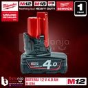 Milwaukee Battery M12 B4 Baterai 12 Volt 4 AH 12V M12B4 REDLithium Ion
