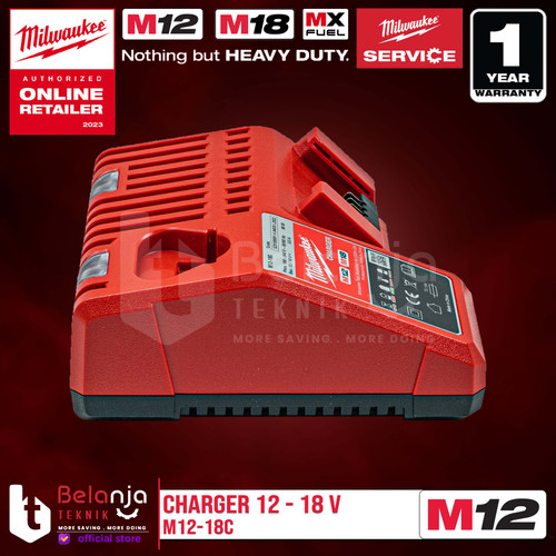 Milwaukee Charger Battery M12-18C Pengisi Daya Baterai 12V 18V M12 M18