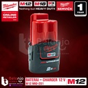 Milwaukee Starter Kit Battery Charger M12 Cordless Set Baterai 12V 2Ah