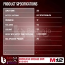 Milwaukee Grease Gun Cordless M12 GG-0 Pompa Gemuk Baterai Unit Only