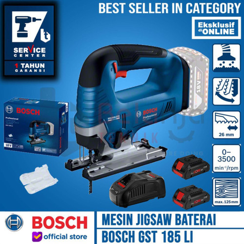 Bosch Mesin Gergaji Baterai GST 185 Li Jigsaw + Baterai Procore 4 AH