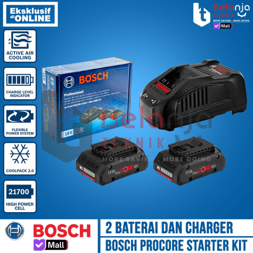 Bosch Starter Kit Procore GAL 1880 CV 18V 4AH Charger Baterai Cordless