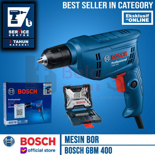 Bosch Bor Besi GBM 400 10MM 400 Watt + Mata Bor X Line 33 Pcs