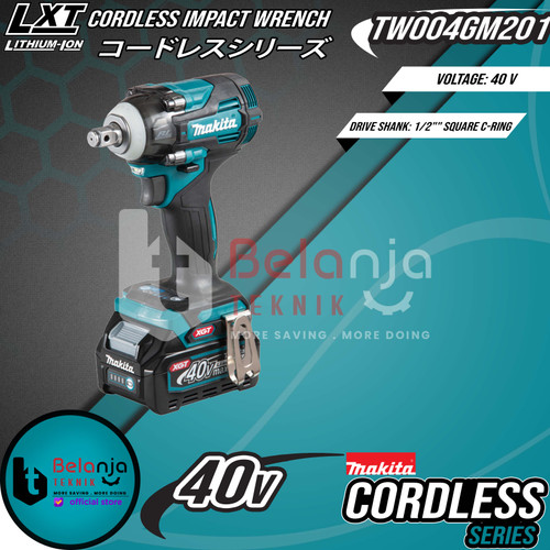 Makita Impact Wrench Baterai TW004GM201 1/2" Cordless Brushless 40V TW