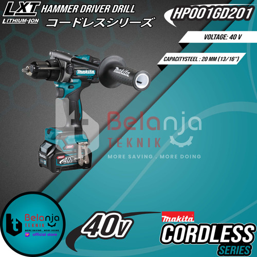 Makita Cordless Hammer Driver Drill HP001GD201 Mesin Bor Baterai 40V