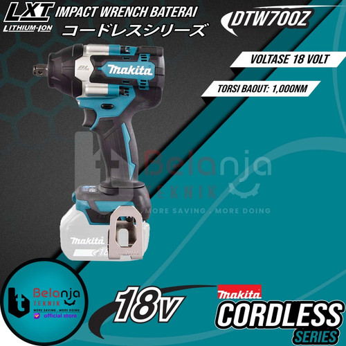 Makita Mesin Pembuka Baut DTW 700 1/2" Impact Wrench + Baterai 18V 5AH
