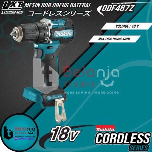 Makita Mesin Bor Obeng DDF487Z Cordless Driver Drill 18V + Baterai Set